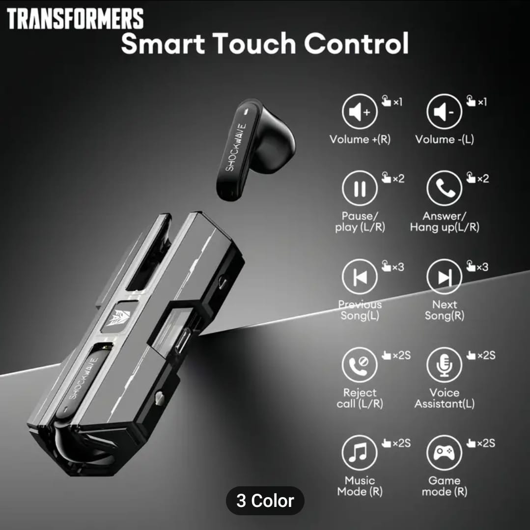 Transformers TF-T01 Bluetooth 5.3 Earphone Wireless Headset Low Latency Headphone Gaming Music Dual Mode Earbud Bumblebee