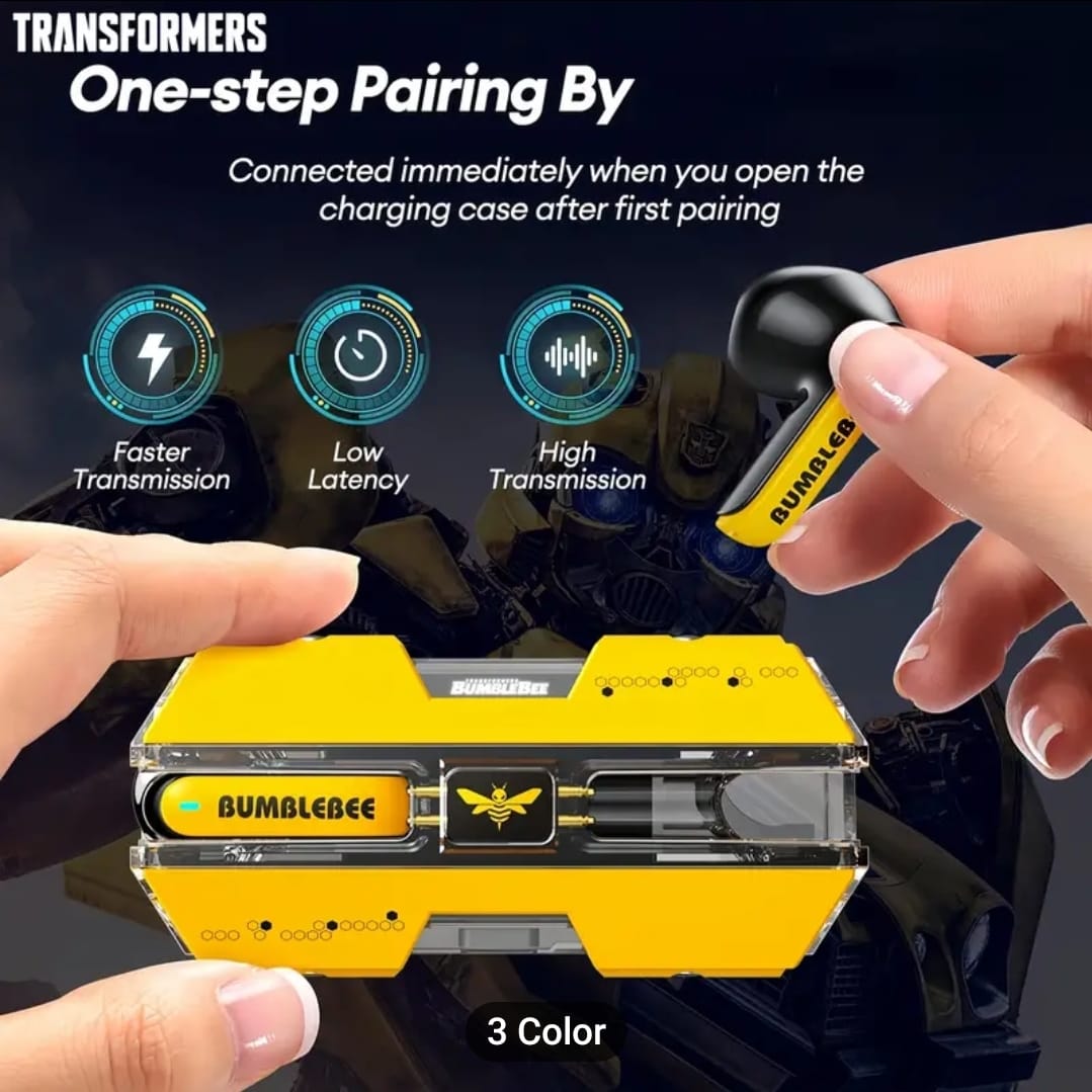 Transformers TF-T01 Bluetooth 5.3 Earphone Wireless Headset Low Latency Headphone Gaming Music Dual Mode Earbud Bumblebee