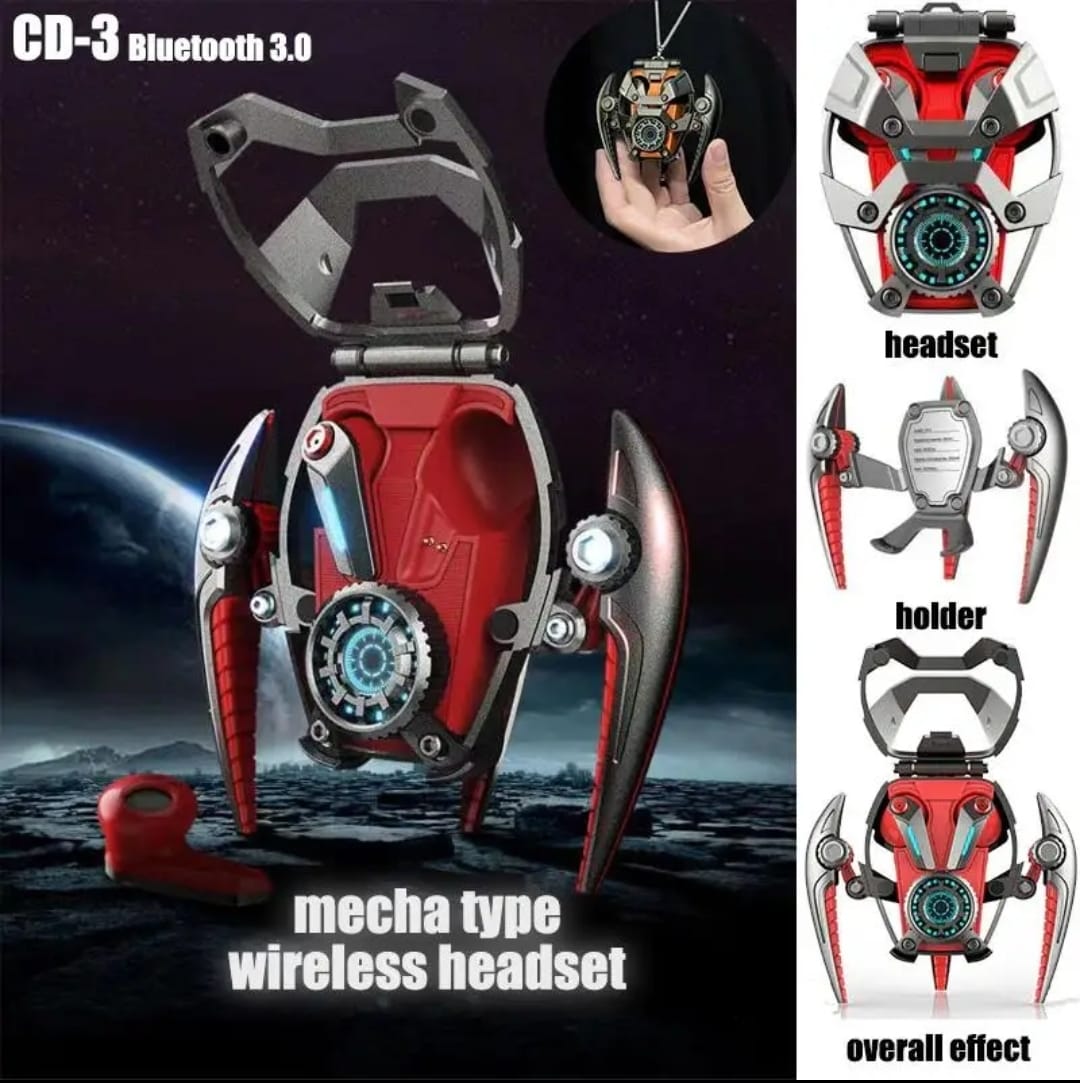 Genuine Bluetooth Earphone Cool Iron Man RGB Ambience Light Mecha-shaped Headset High Quality Zinc Alloy MR28 Plus/Mini