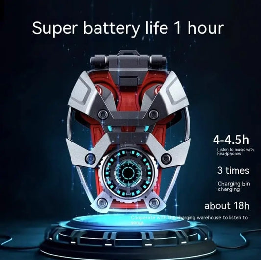 Genuine Bluetooth Earphone Cool Iron Man RGB Ambience Light Mecha-shaped Headset High Quality Zinc Alloy MR28 Plus/Mini