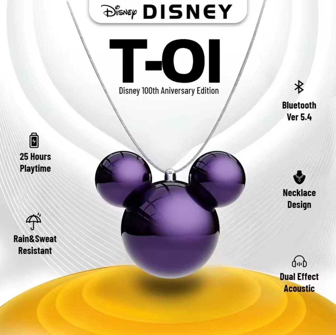 Disney 100th Anniversary Mickey Necklace TWS Earbuds invisible in Ear Bluetooth 5.4 Earphones HIFI Wireless Headset Gift Sets