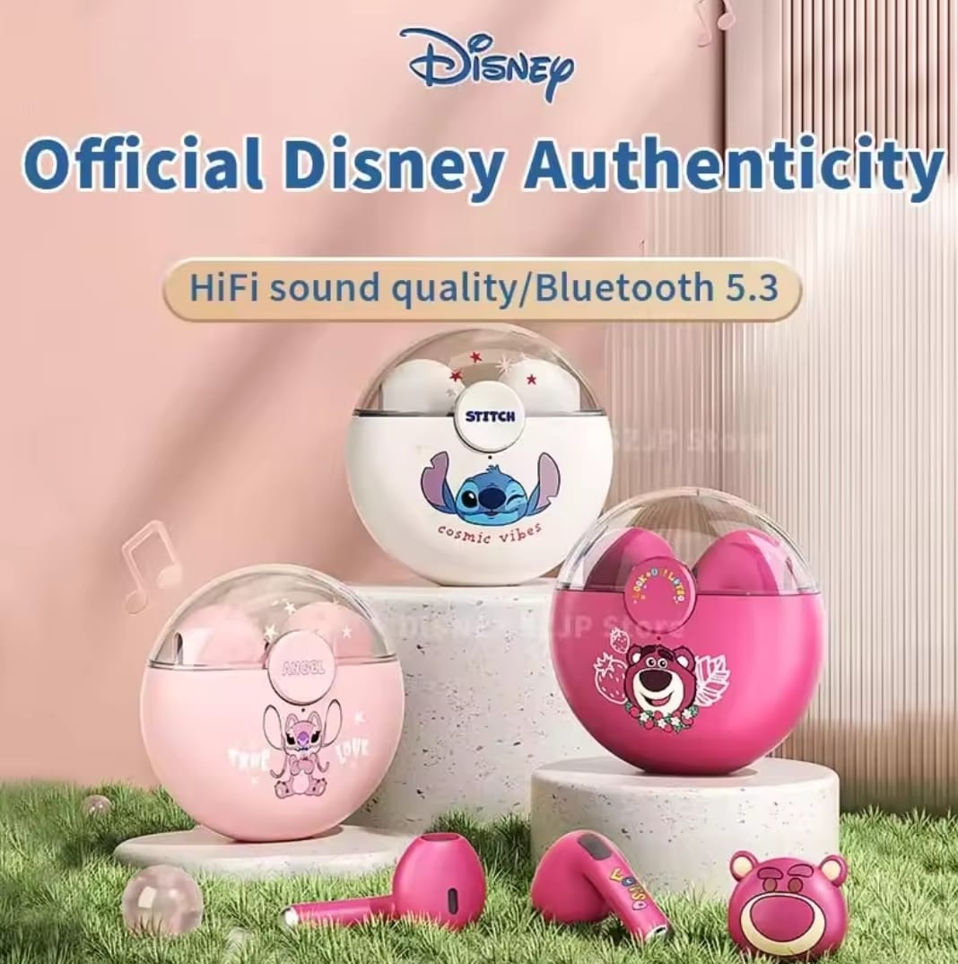 New Disney Stitch Angel HiFi Surround Sound Headset Q50 Wireless Bluetooth Earphones Smart Touch Headphone Long Battery Life