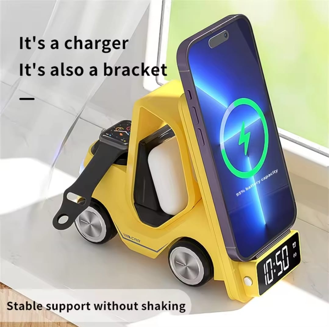 Wireless Charger Stand For iPhone 14 13 X Pro Max Alarm Clock LED Night Light Fast Charging Dock Station For Apple Watch AirPods