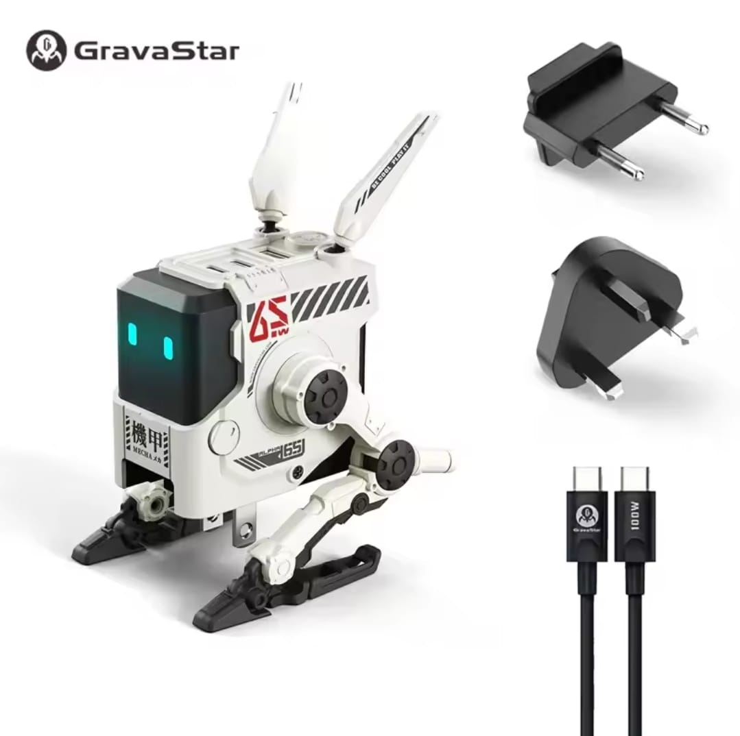 Gravastar Alpha65 GaN 65W Type-c fast charger wall-mounted mechanical nitride charger gaming desktop figurine for laptop iPhone