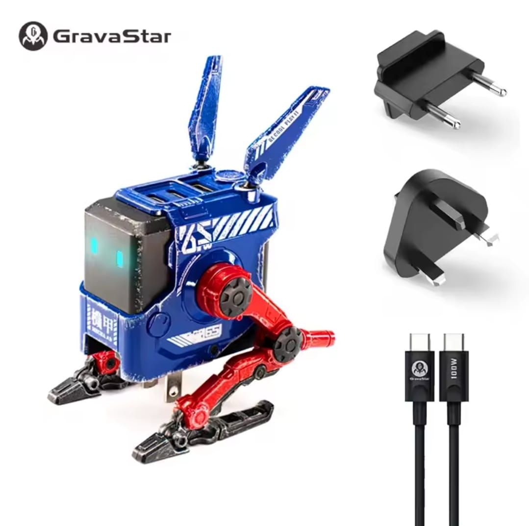 Gravastar Alpha65 GaN 65W Type-c fast charger wall-mounted mechanical nitride charger gaming desktop figurine for laptop iPhone