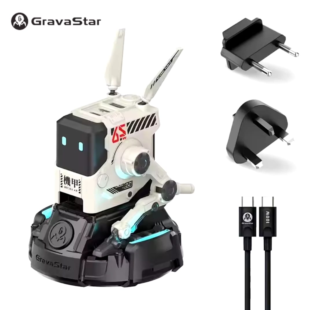 Gravastar Alpha65 GaN 65W Type-c fast charger wall-mounted mechanical nitride charger gaming desktop figurine for laptop iPhone