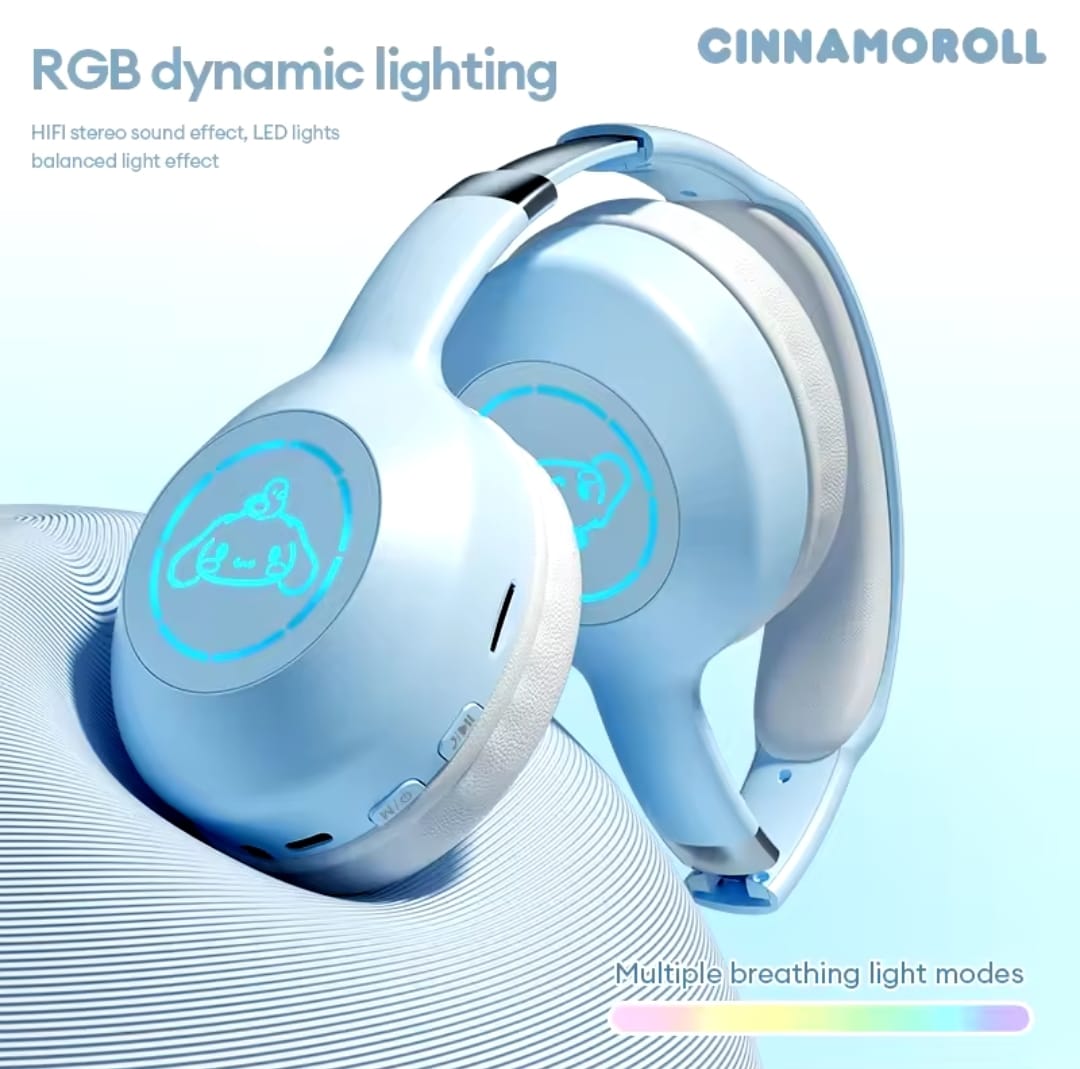 Choice Sanrio EM-368 Bluetooth 5.2 Headphone Kawaii Anime Cinnamoroll Kuromi Melody Hello Kitty Pacheco Earphones RGB Headsets