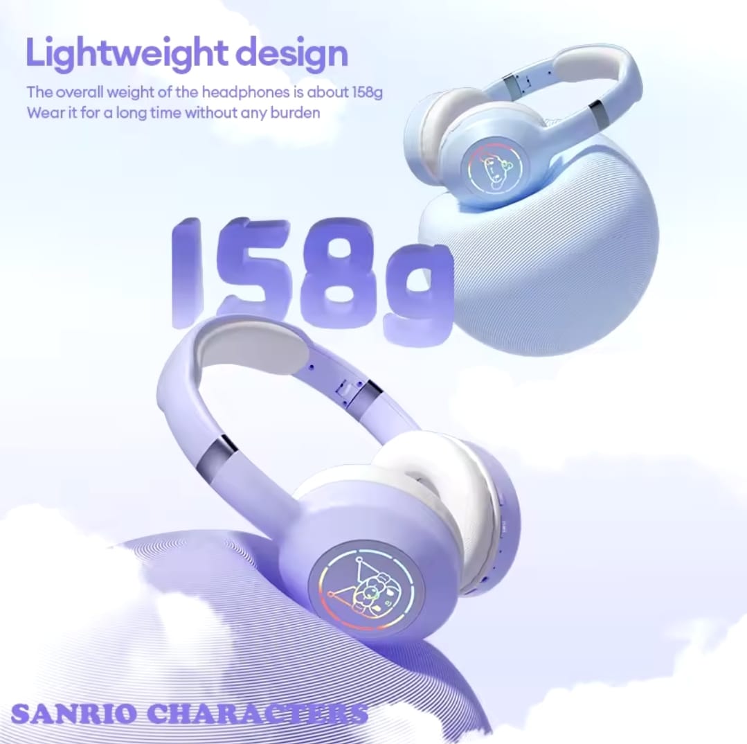 Choice Sanrio EM-368 Bluetooth 5.2 Headphone Kawaii Anime Cinnamoroll Kuromi Melody Hello Kitty Pacheco Earphones RGB Headsets