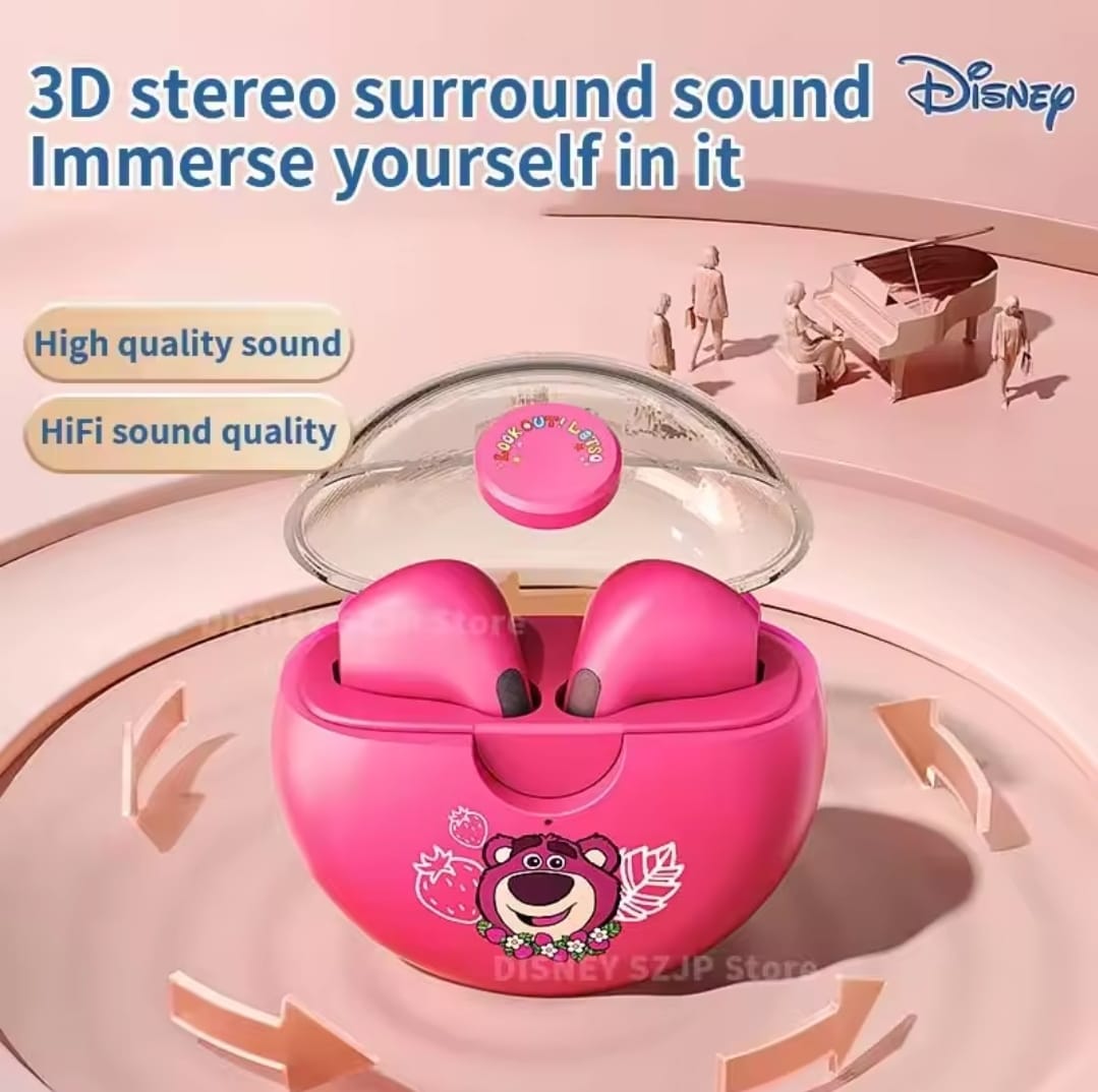 New Disney Stitch Angel HiFi Surround Sound Headset Q50 Wireless Bluetooth Earphones Smart Touch Headphone Long Battery Life