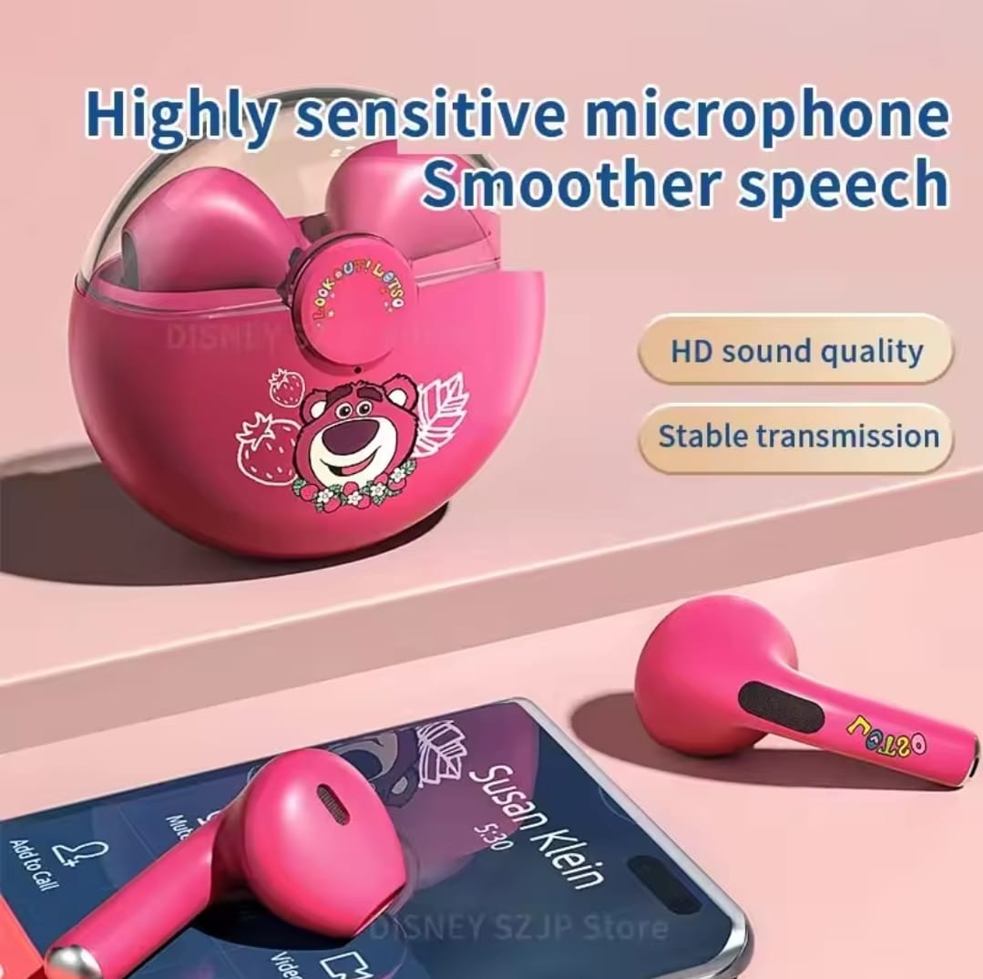 New Disney Stitch Angel HiFi Surround Sound Headset Q50 Wireless Bluetooth Earphones Smart Touch Headphone Long Battery Life