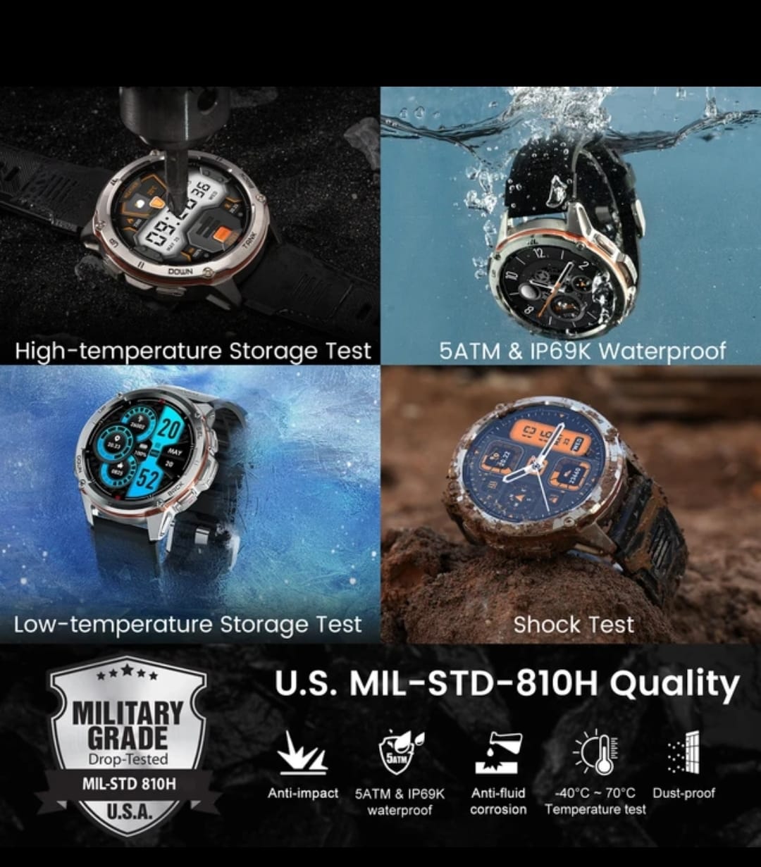 KOSPET TANK T3 ULTRA Rugged Smartwatch GPS Altimeter Compass Outdoor Sport Smartwatch Waterproof Swim Watch