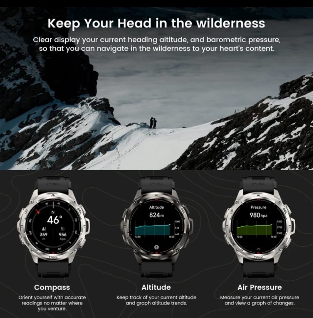 KOSPET TANK T3 ULTRA Rugged Smartwatch GPS Altimeter Compass Outdoor Sport Smartwatch Waterproof Swim Watch