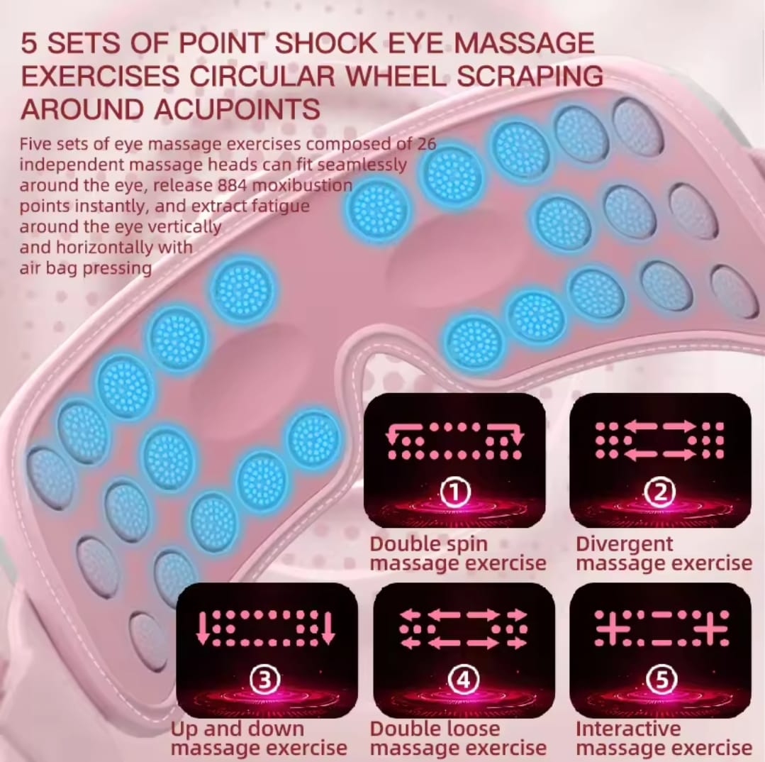 4D Music Electric Eye Massager Hot Compress Air Bag Pressure Vibration Massage Eye Care Instrument Relief Fatigue Improve Sleep